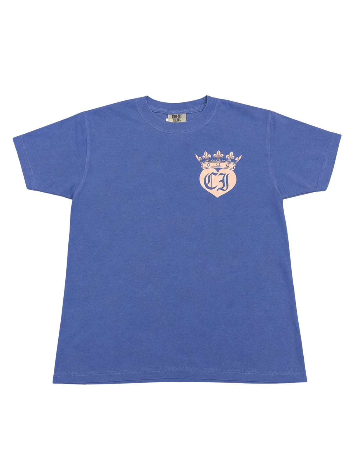 Cotton Island Tee in Periwinkle with Pink/White