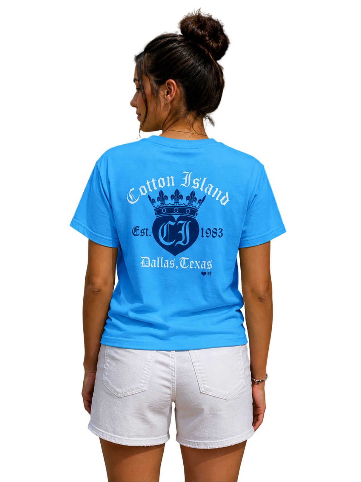 Cotton Island Tees in Lagoon with Navy/White