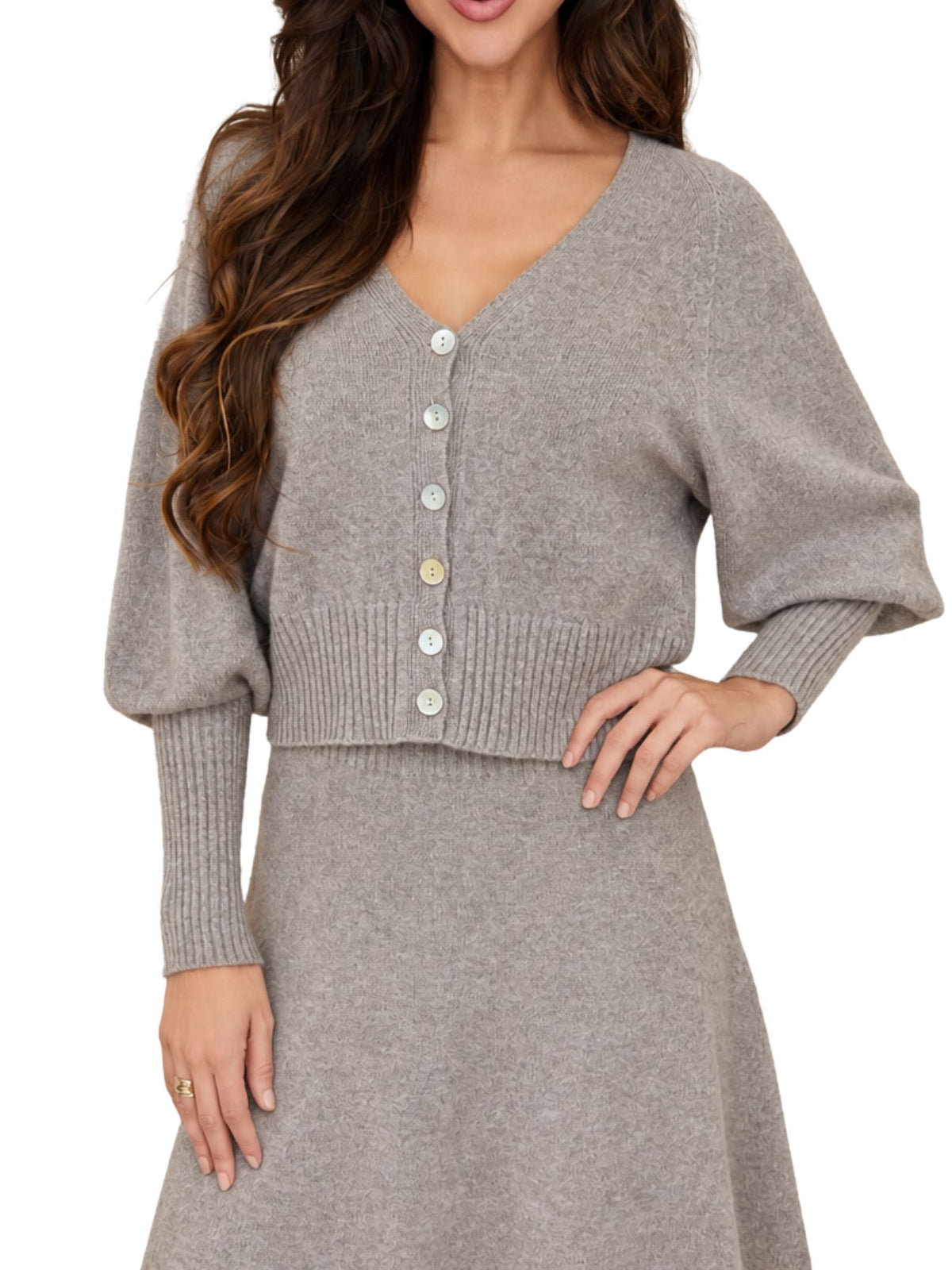 Cotton Island Ultra Soft Cuffed Long Sleeve Button Down Knit Sweater – Mochaccino