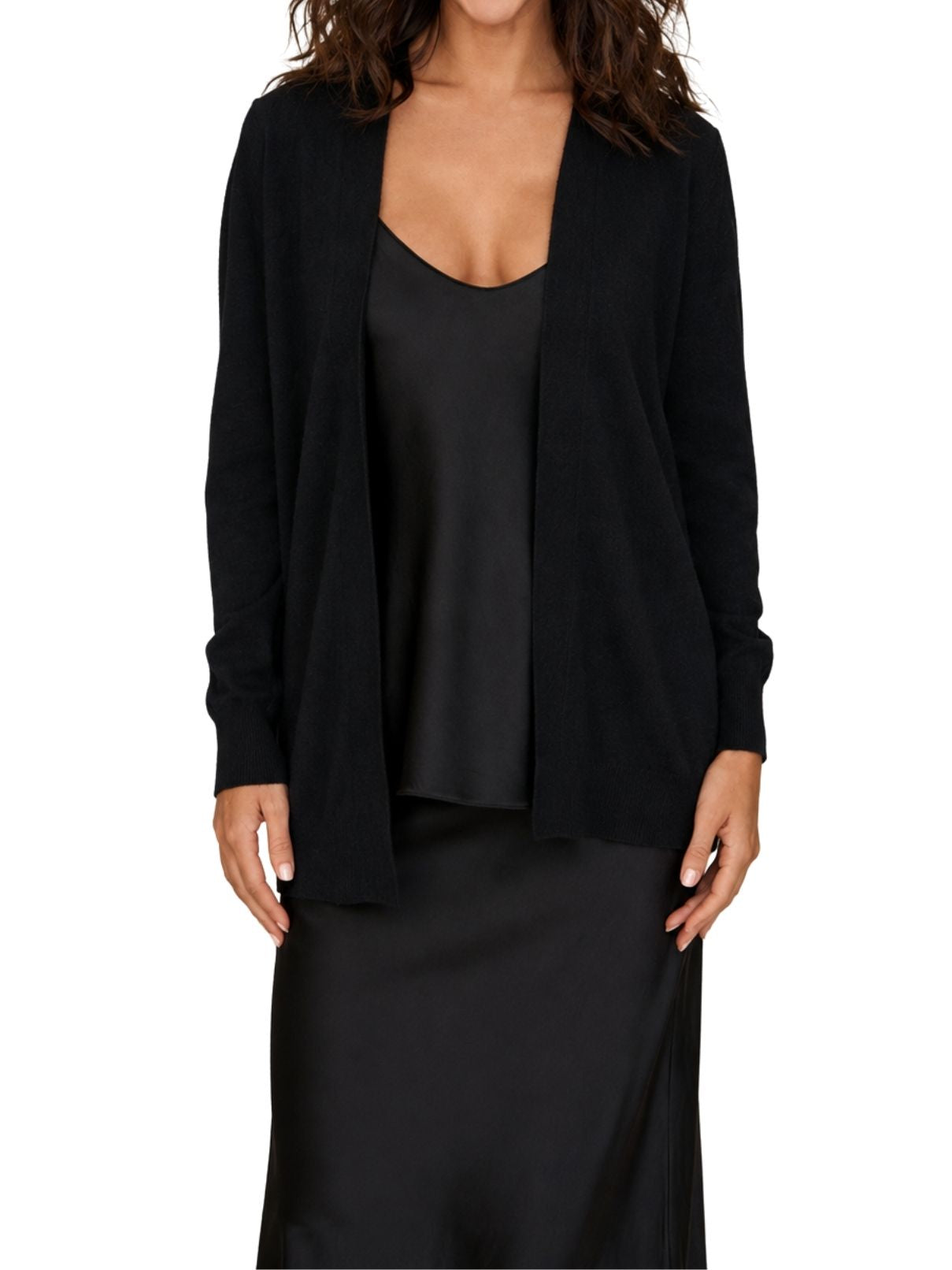 Cotton Island Ultra Soft Open Knit Cardigan – Black