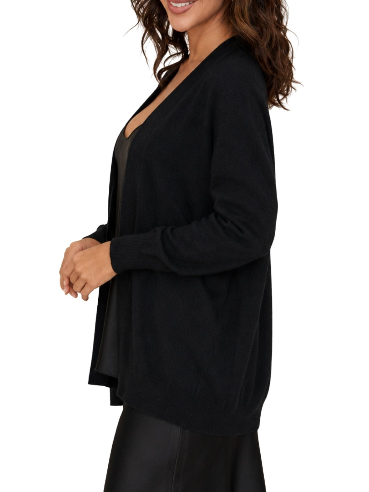 Cotton Island Ultra Soft Open Knit Cardigan – Black