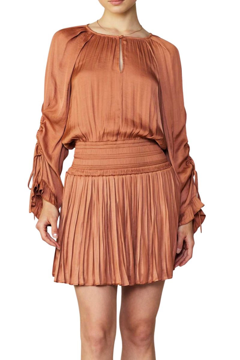 Current Air Drawstring Sleeve Dress in Rust