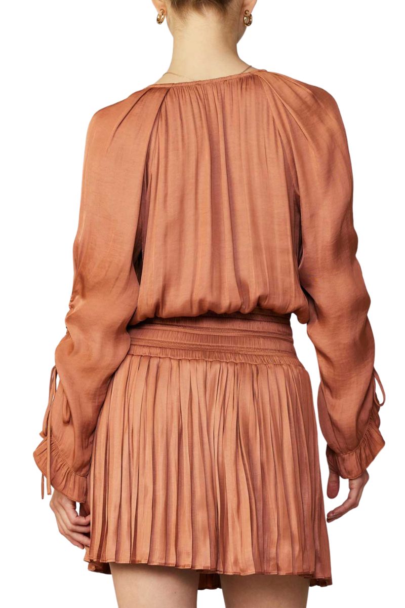 Current Air Drawstring Sleeve Dress in Rust
