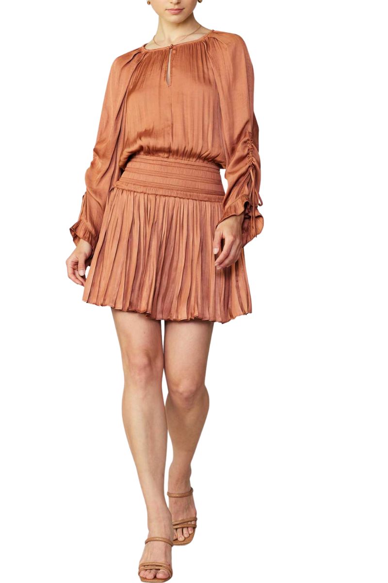Current Air Drawstring Sleeve Dress in Rust