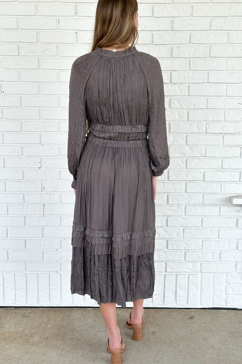 Current Air L/S Ruffle Maxi in Grey
