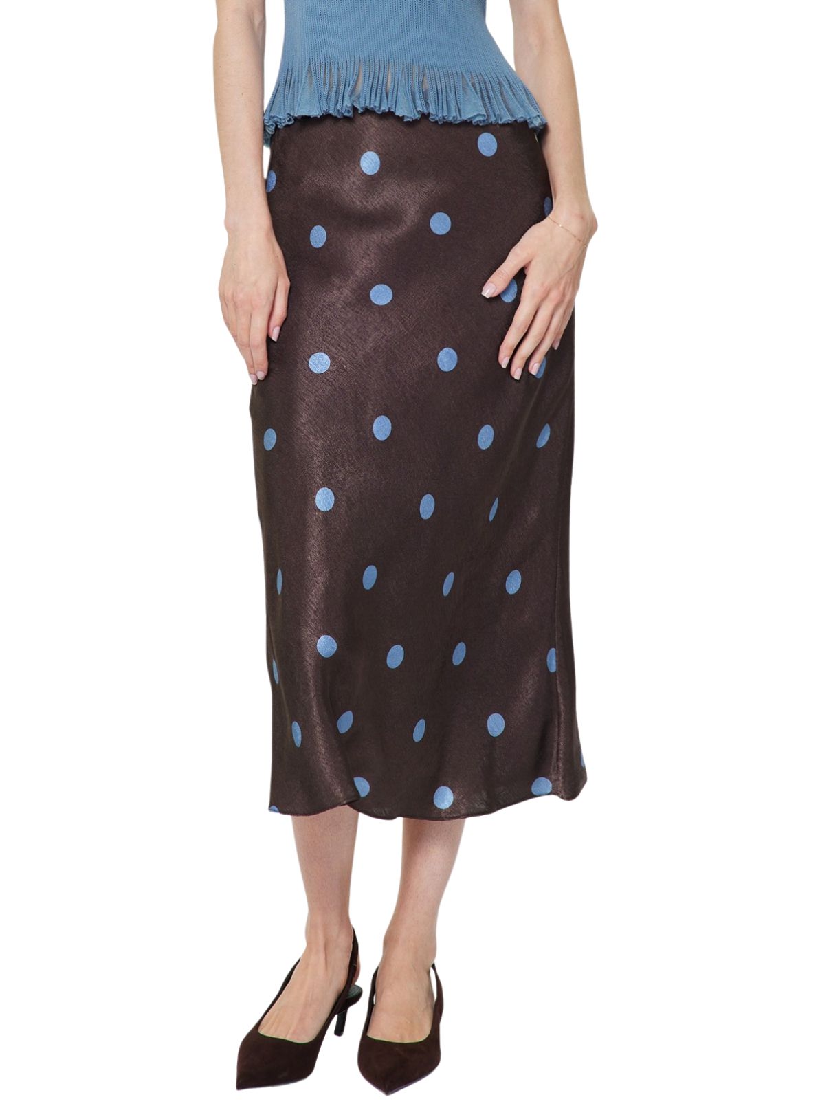 Current Air Polka Dot Elasticized Waist Midi Skirt