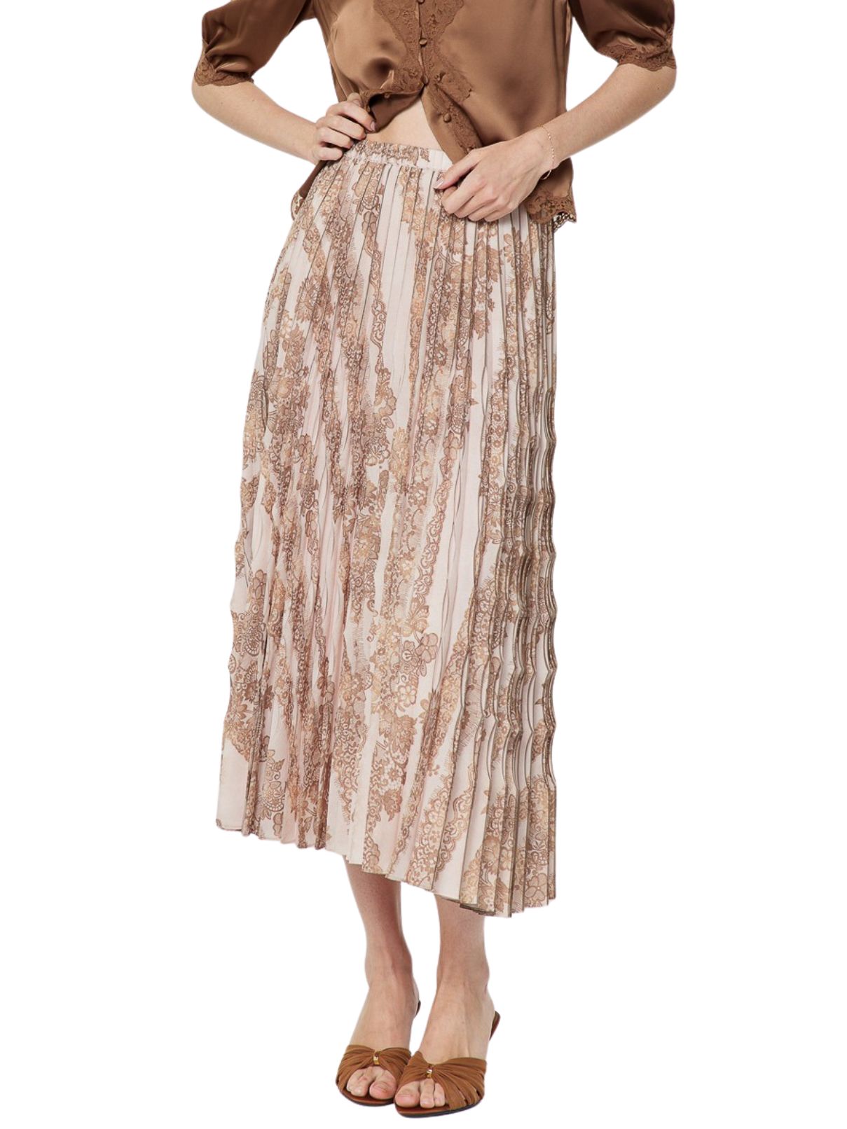 Current Air Printed Pleated Midi Skirt