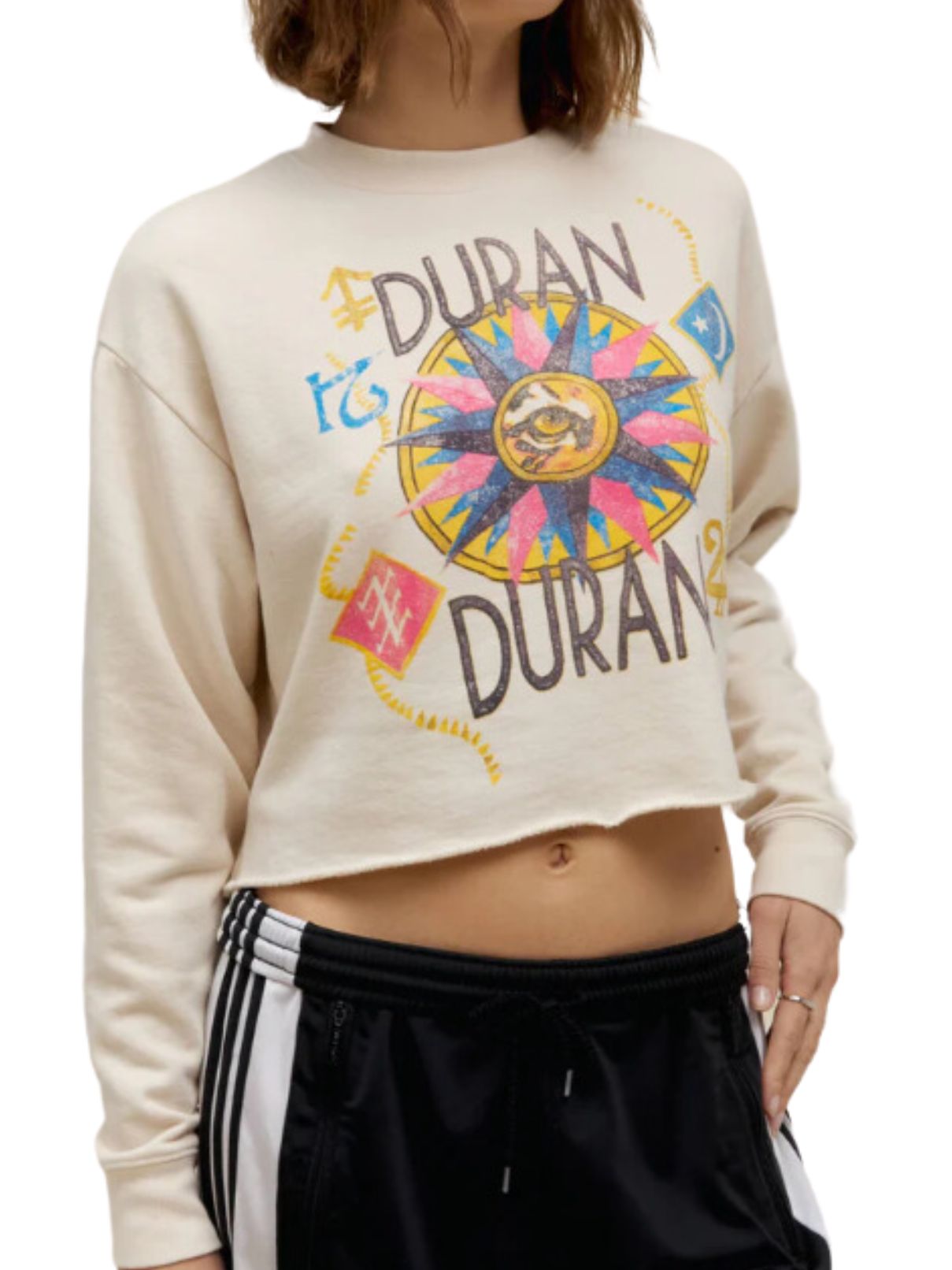 DAYDREAMER Duran Duran USA Tour1984 Cropped Sweatshirt in Dirty White