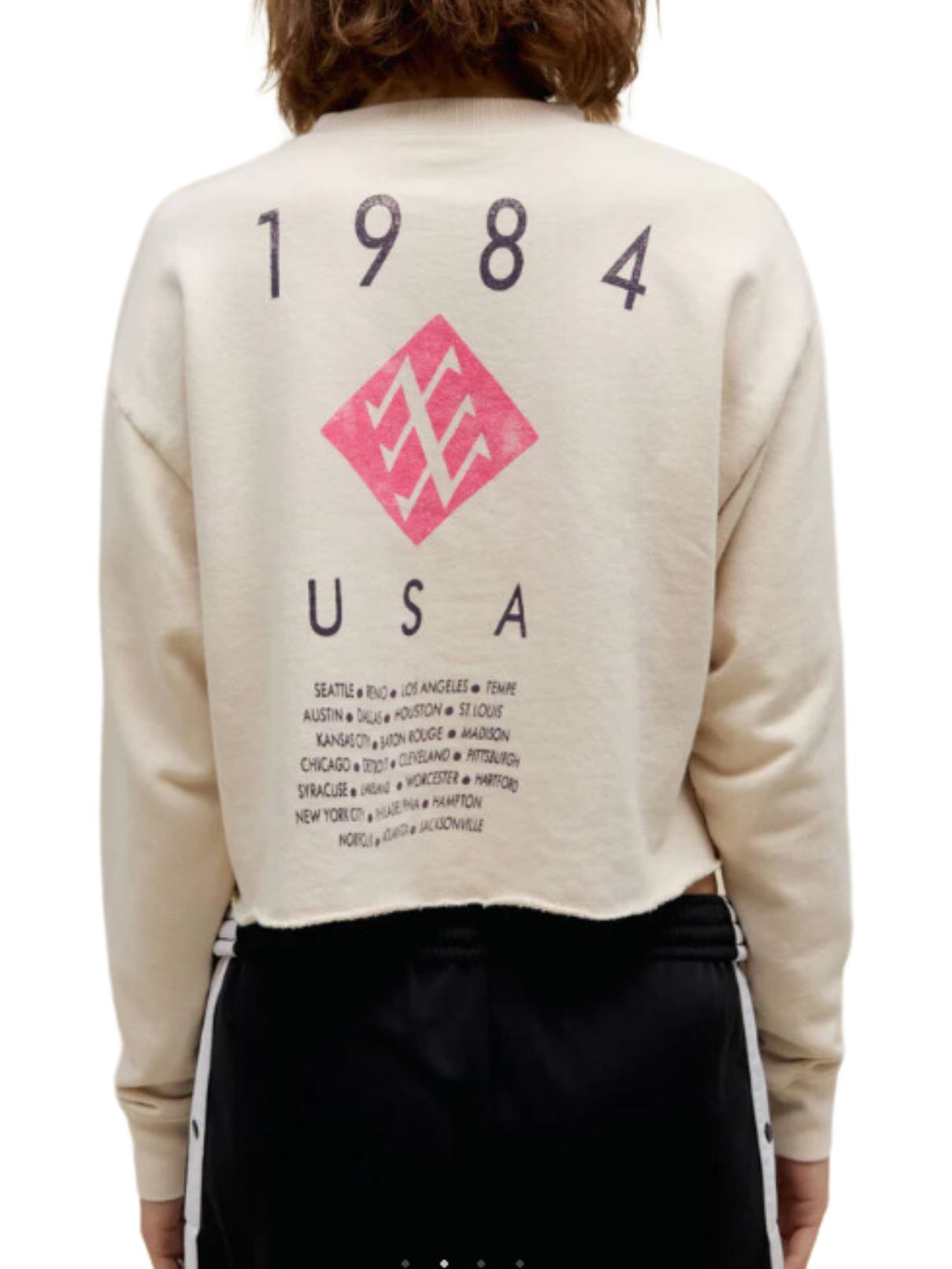 DAYDREAMER Duran Duran USA Tour1984 Cropped Sweatshirt in Dirty White