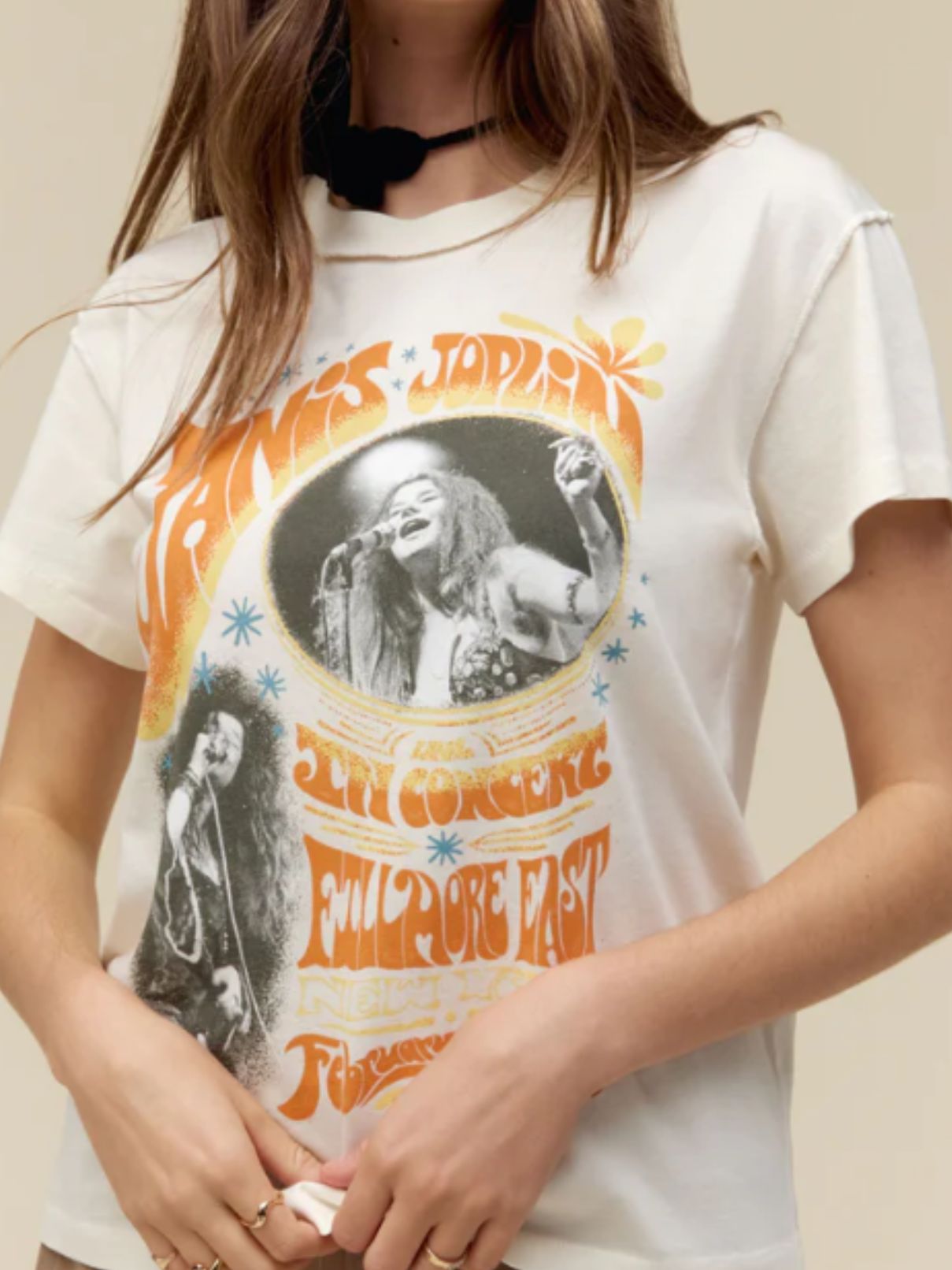 DAYDREAMER Janis Joplin Concert Reverse Tour Tee in Stone