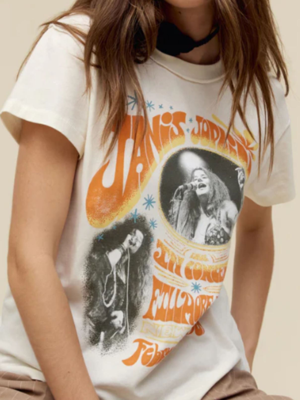 DAYDREAMER Janis Joplin Concert Reverse Tour Tee in Stone
