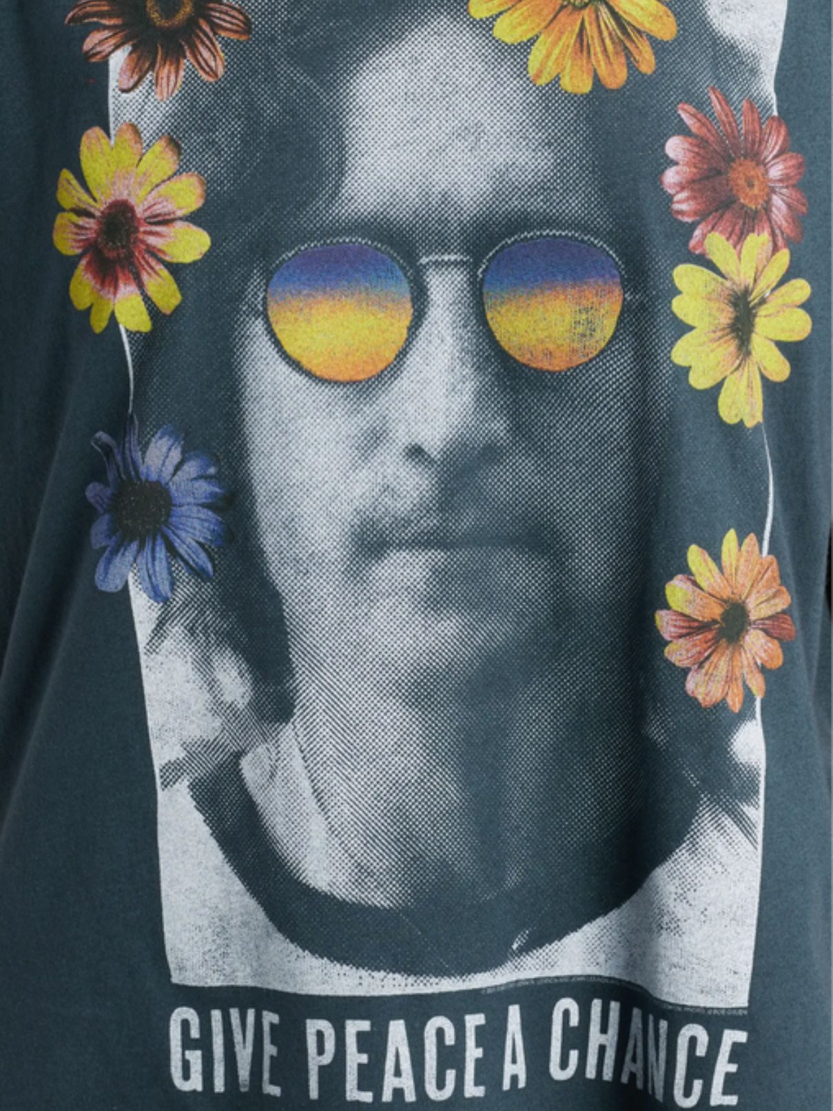 DAYDREAMER John Lennon Give Peace A Chance Boyfriend Tee in Vintage Black