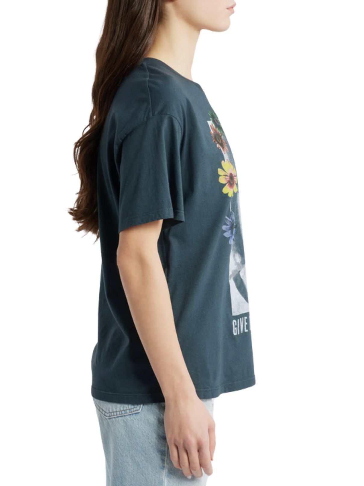 DAYDREAMER John Lennon Give Peace A Chance Boyfriend Tee in Vintage Black