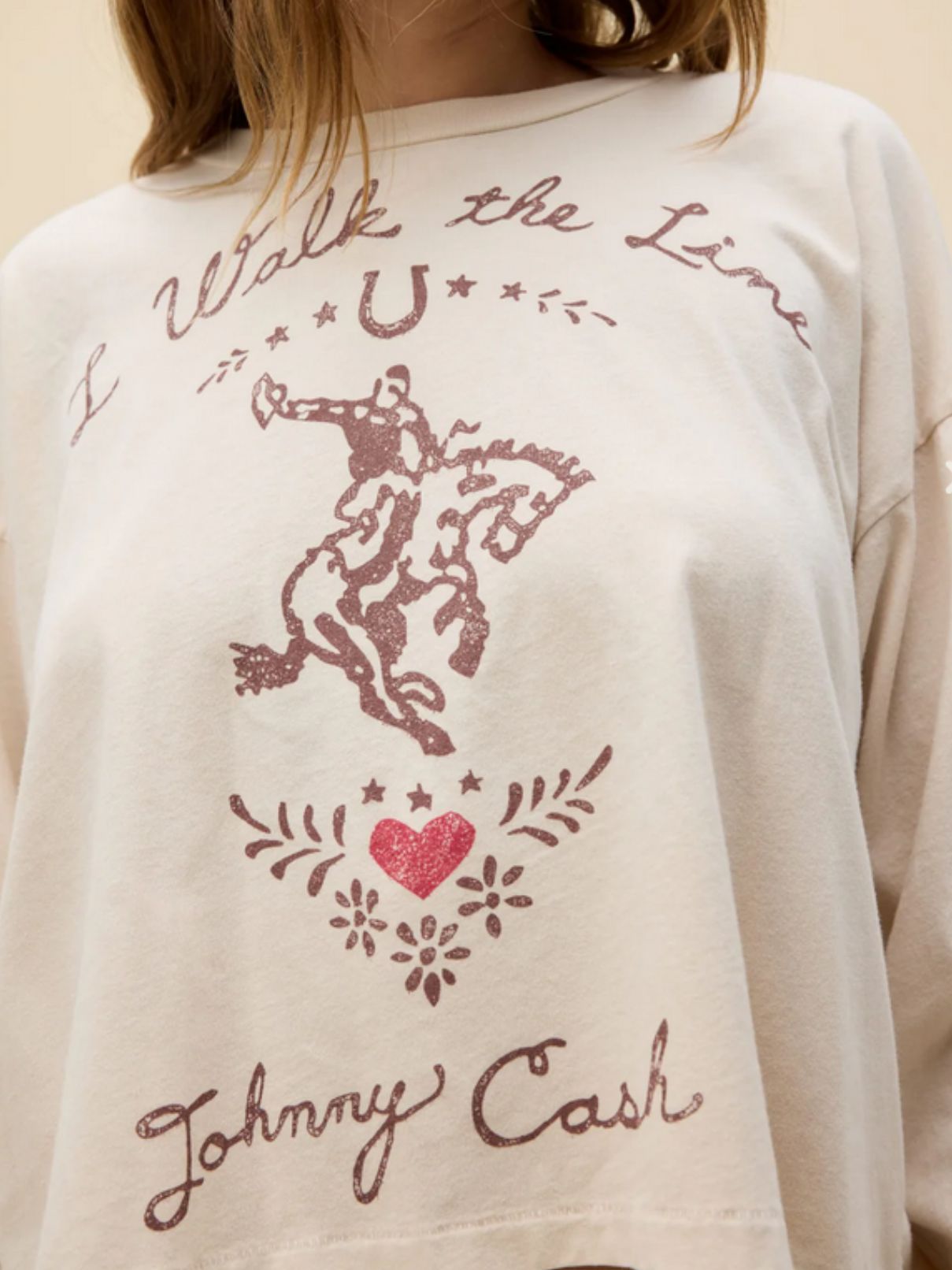 DAYDREAMER Johnny Cash Walk The Line Meet & Greet L/S in Dirty Vintage White