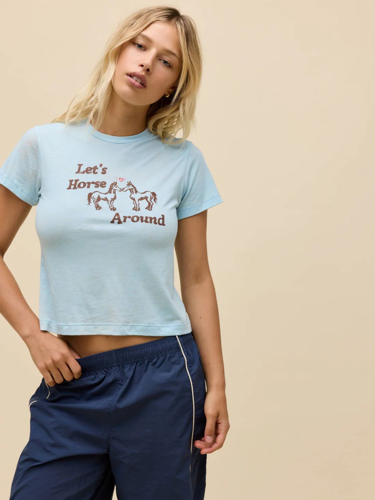 DAYDREAMER Let's Horse Around Burnout Vintage Tee in Bluey