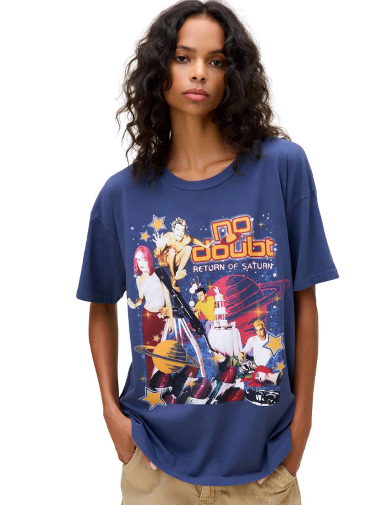 DAYDREAMER No Doubt Return Of Saturn Collage Merch Tee in Washed Indigo