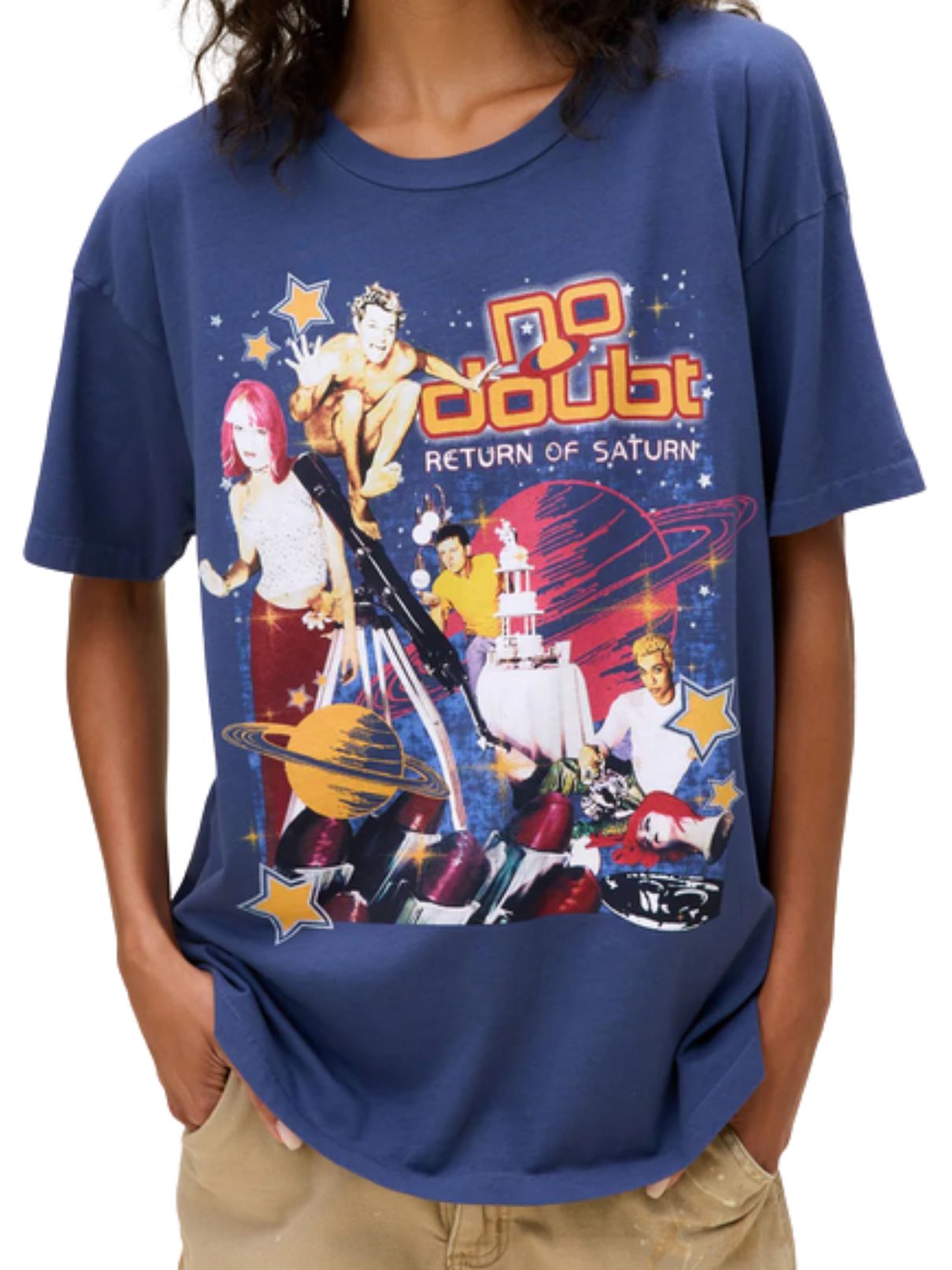 DAYDREAMER No Doubt Return Of Saturn Collage Merch Tee in Washed Indigo