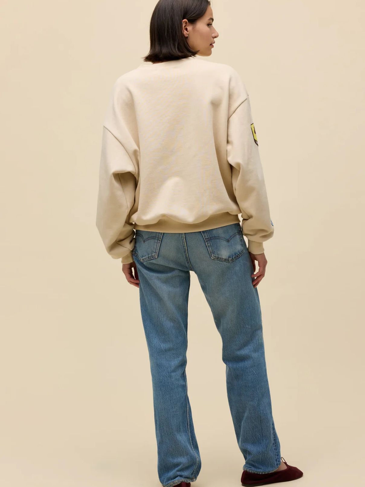 DAYDREAMER Western Patches Oversized Sweatshirt in Sand