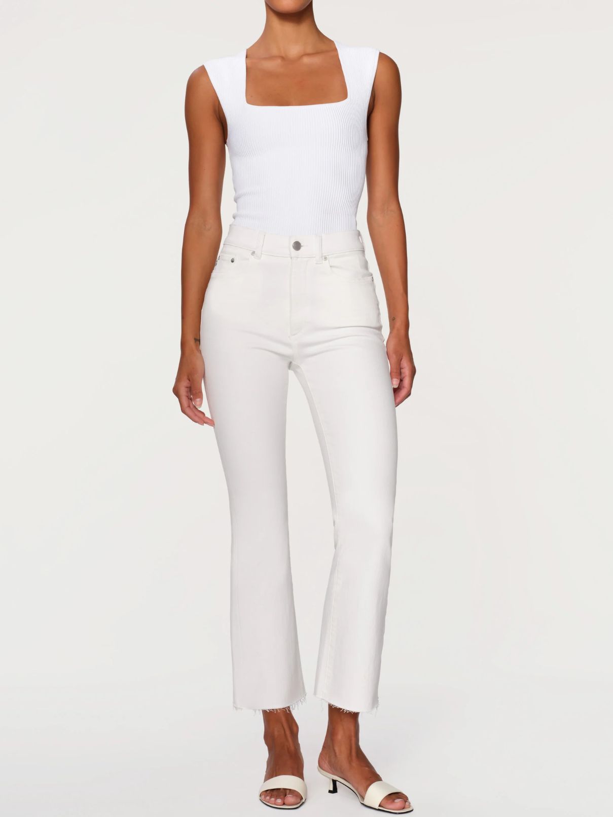 DL 1961 Bridget Boot Hi Rise Crop in White