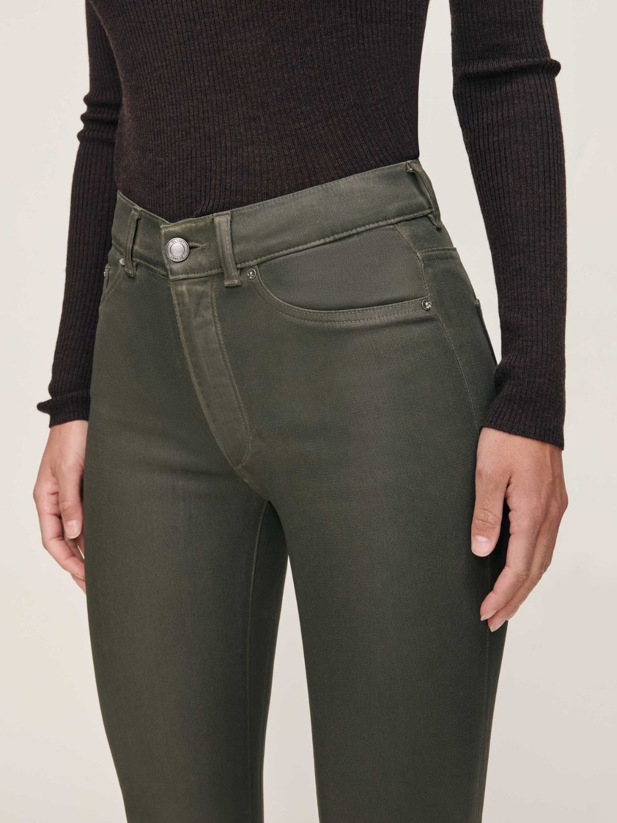 DL 1961 Denim Bridget Boot Hr Crop Jean in Moss Coated