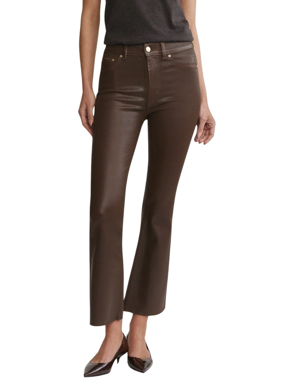 DL1961 Bridget Boot High Rise Crop Jeans in Brownstone Coated