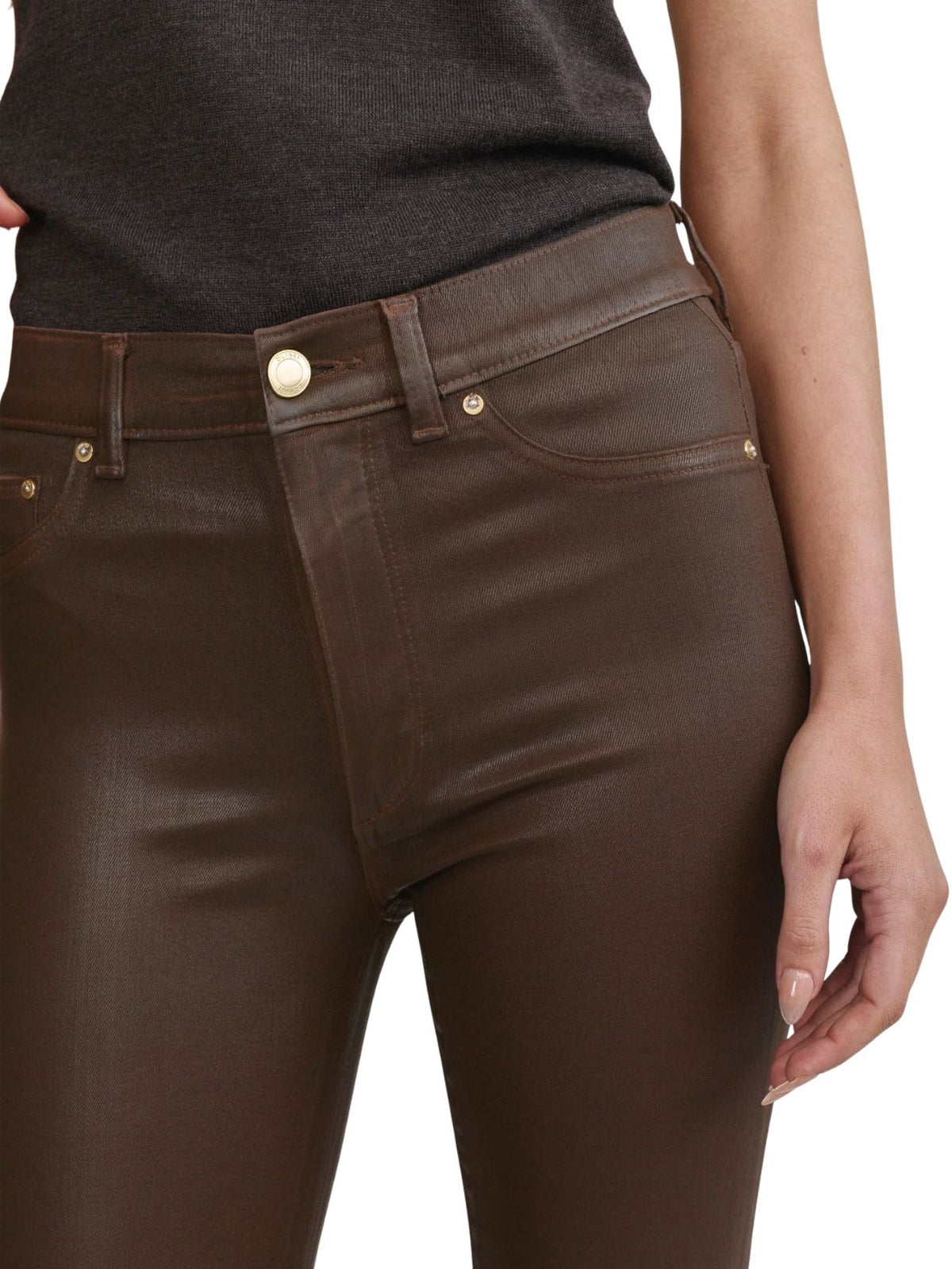 DL1961 Bridget Boot High Rise Crop Jeans in Brownstone Coated