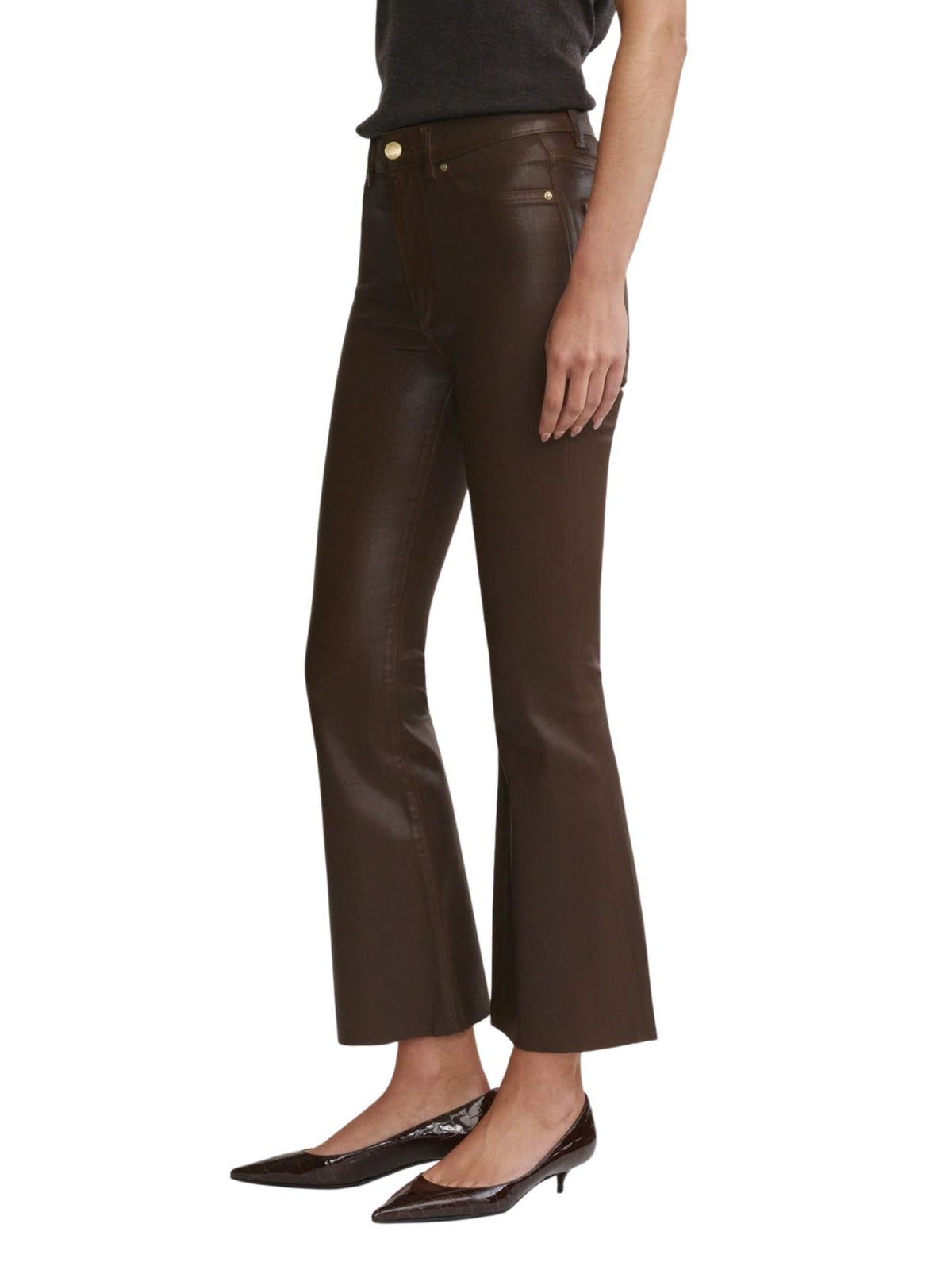 DL1961 Bridget Boot High Rise Crop Jeans in Brownstone Coated