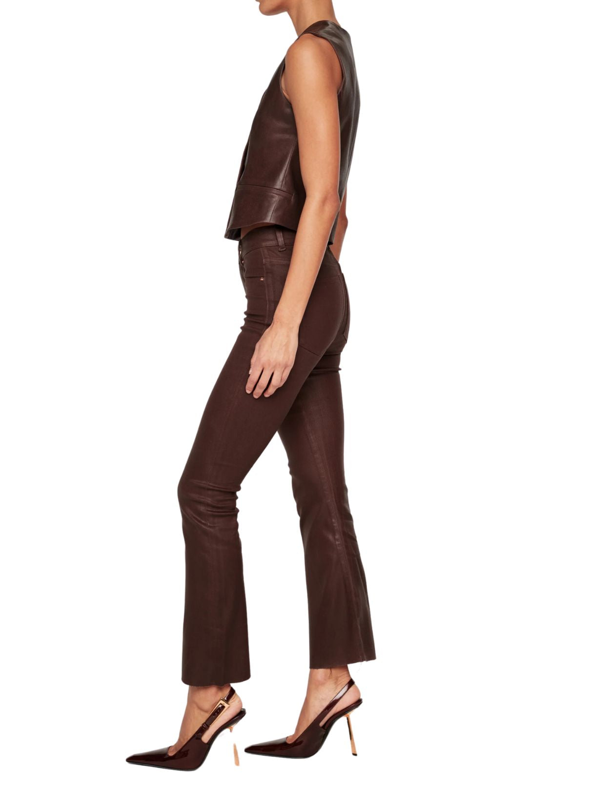 DL1961 Bridget Coated Boot Cropped in Walnut