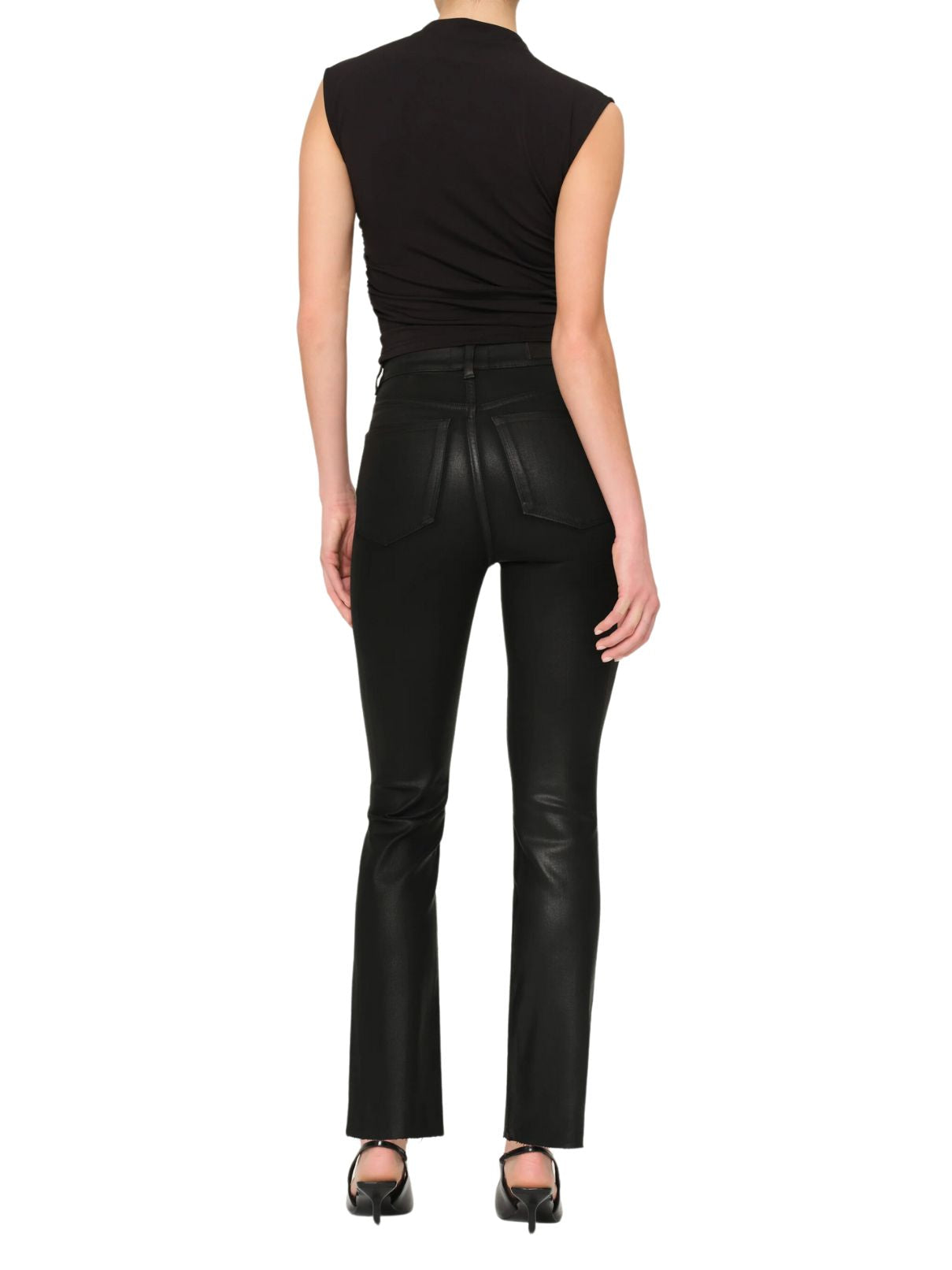 DL1961 Halle Straight Hi Rise Coated Jean in Black