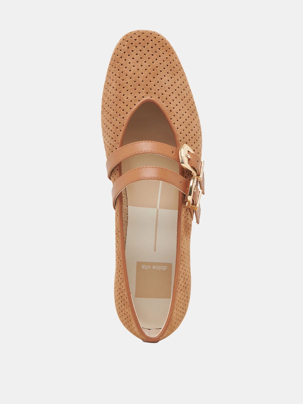 Dolce Vita Baylee Flat in Perforated Pecan Suede