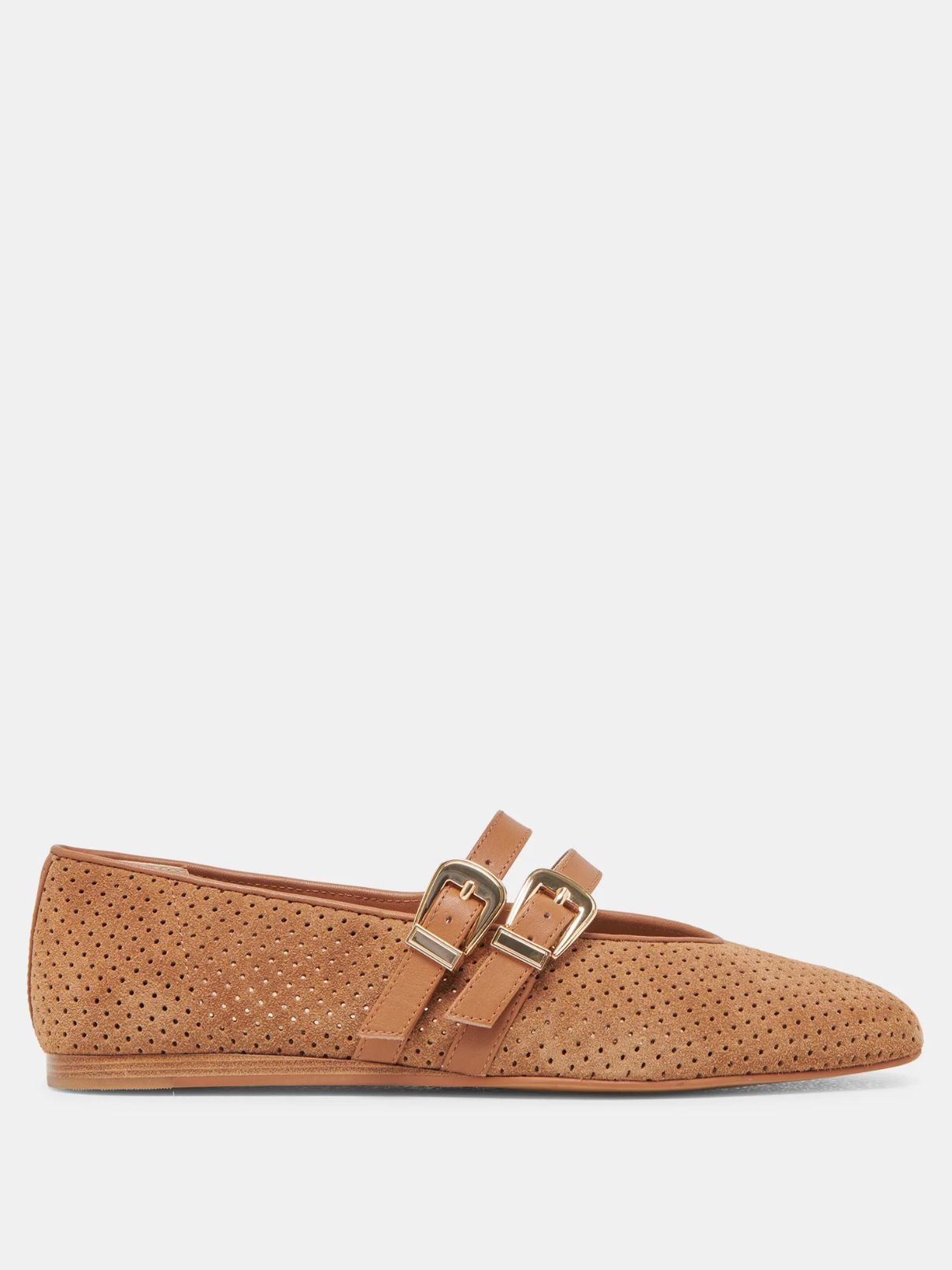 Dolce Vita Baylee Flat in Perforated Pecan Suede