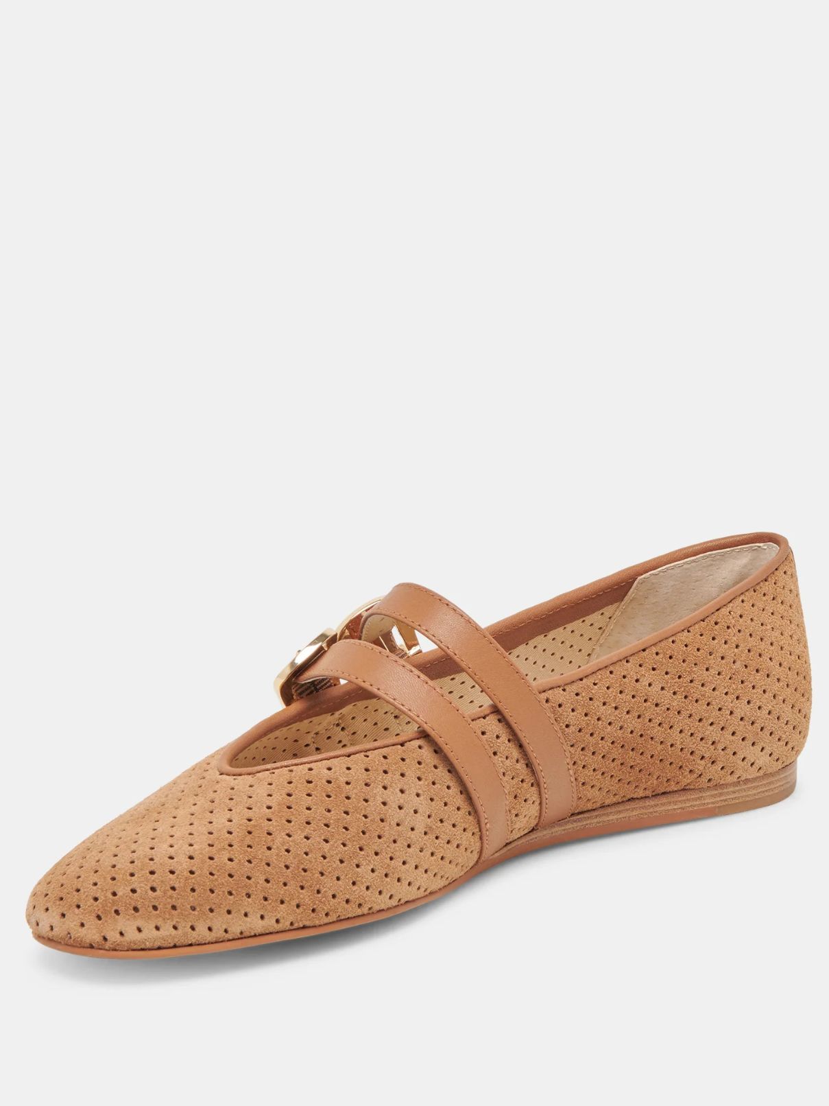 Dolce Vita Baylee Flat in Perforated Pecan Suede