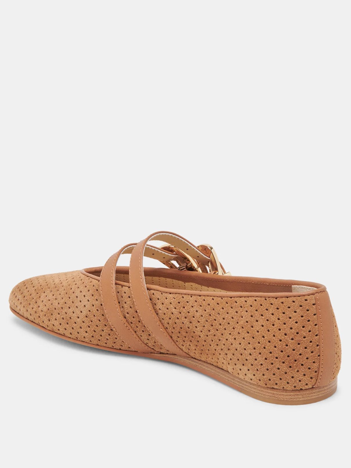 Dolce Vita Baylee Flat in Perforated Pecan Suede