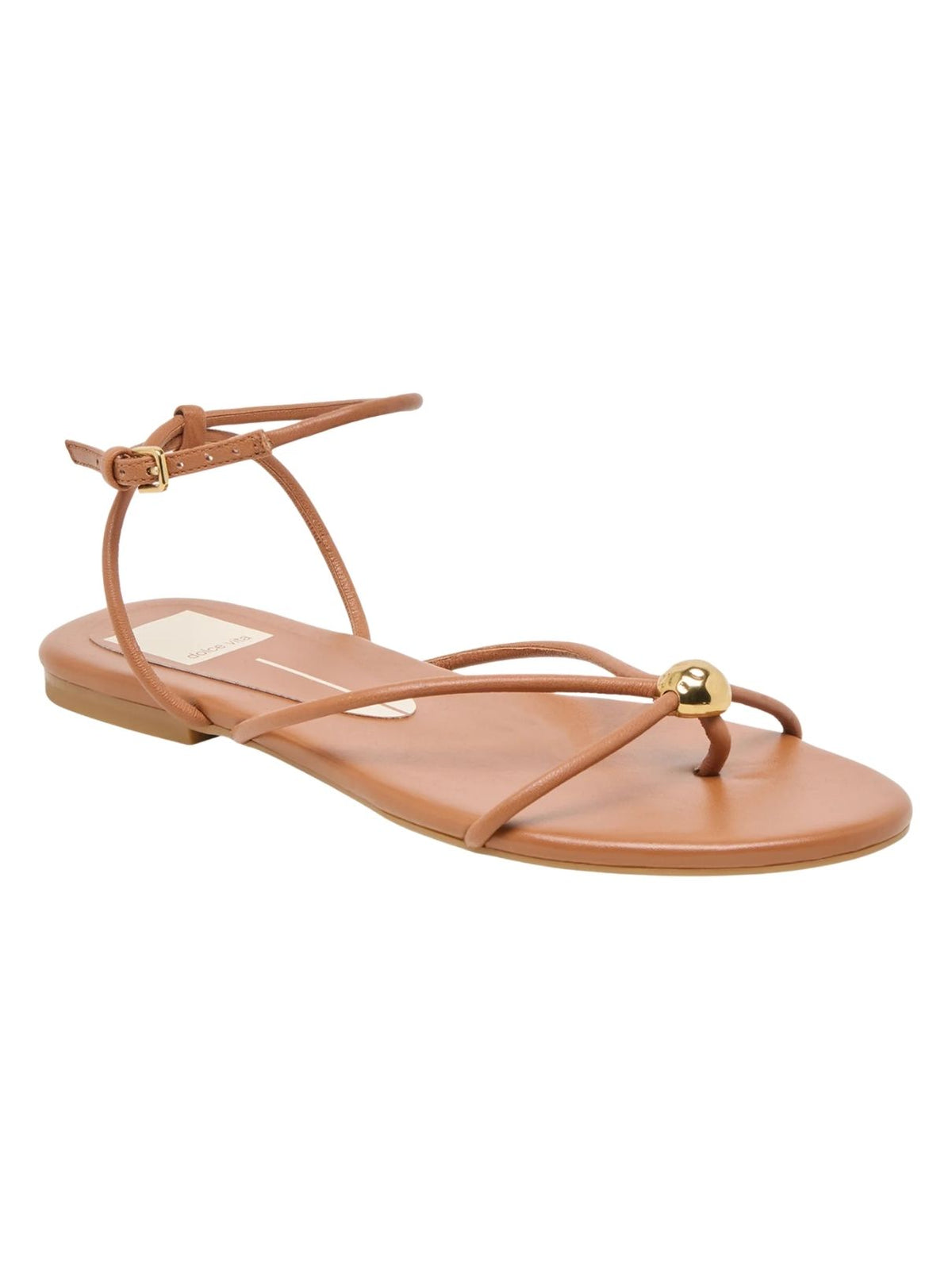 Dolce Vita Kenley Leather Flat Sandals in Saddle