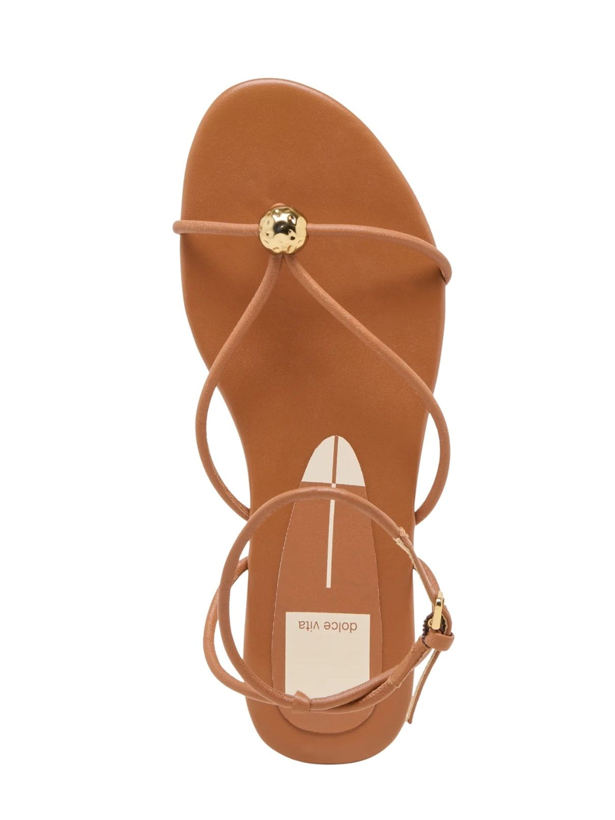 Dolce Vita Kenley Leather Flat Sandals in Saddle