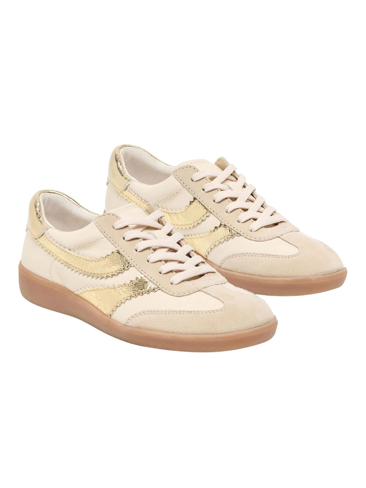 Dolce Vita Merit Sneakers in White/Gold Leather