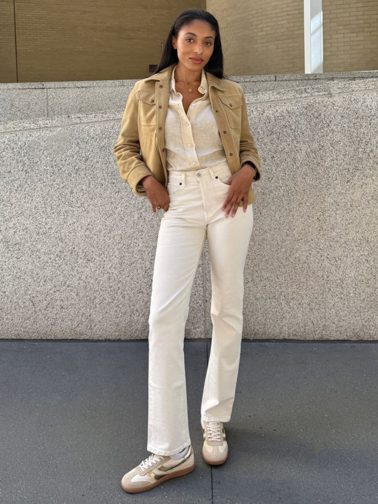 Dolce Vita Merit Sneaker in White/Gold Leather