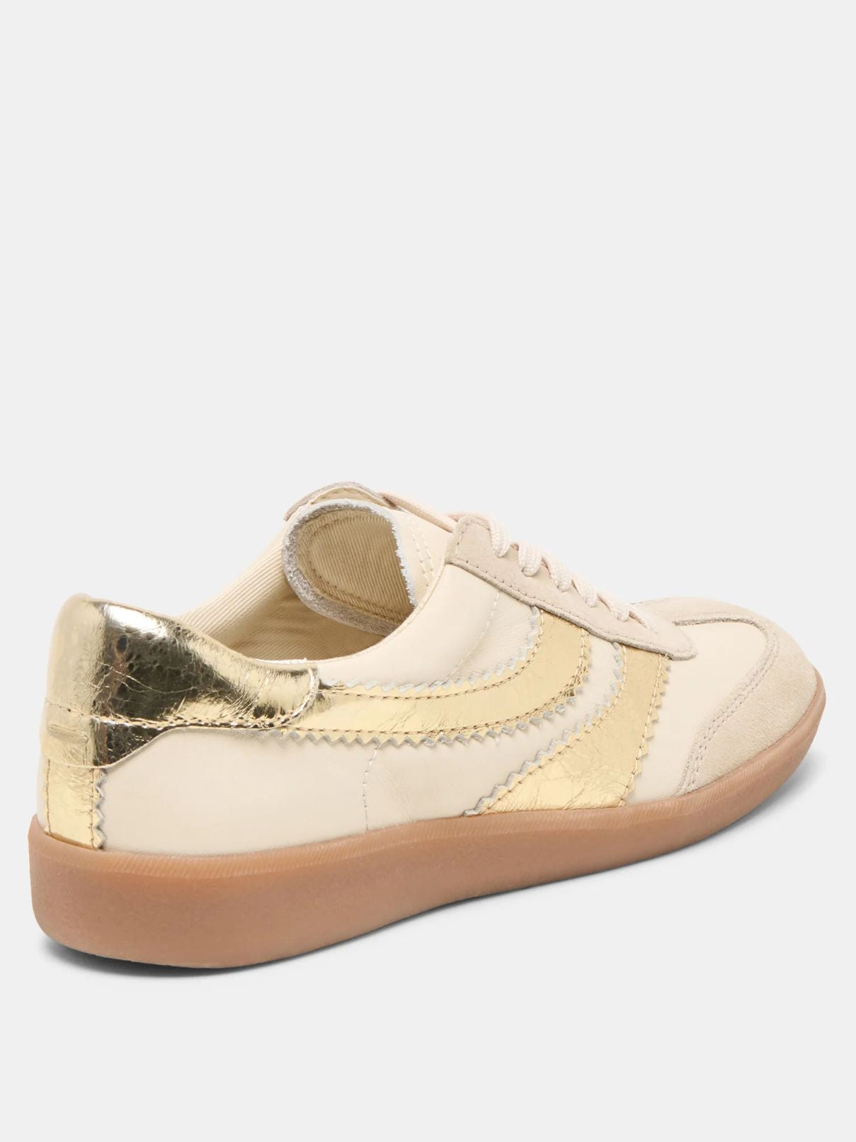 Dolce Vita Merit Sneaker in White/Gold Leather