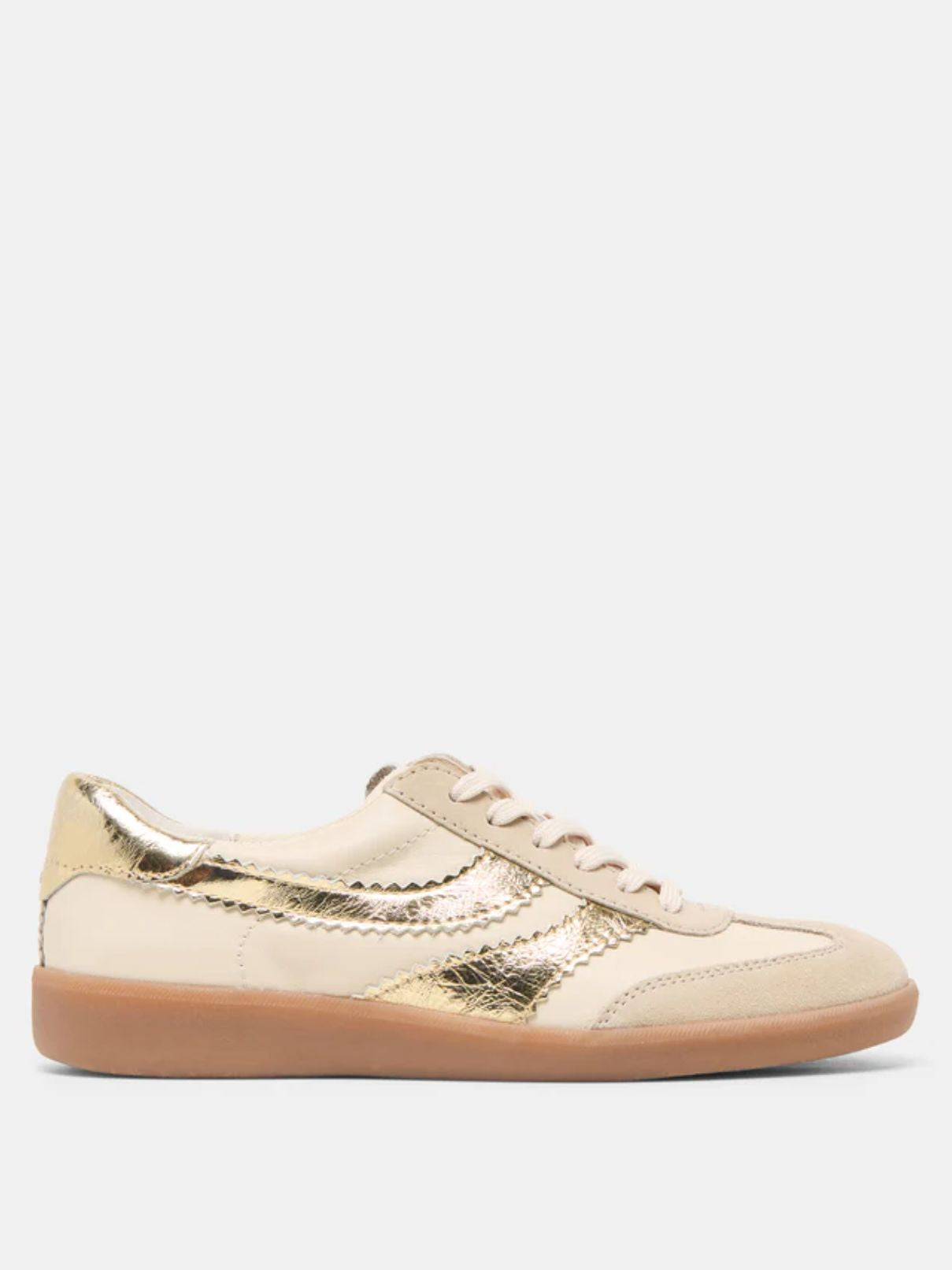 Dolce Vita Merit Sneaker in White/Gold Leather