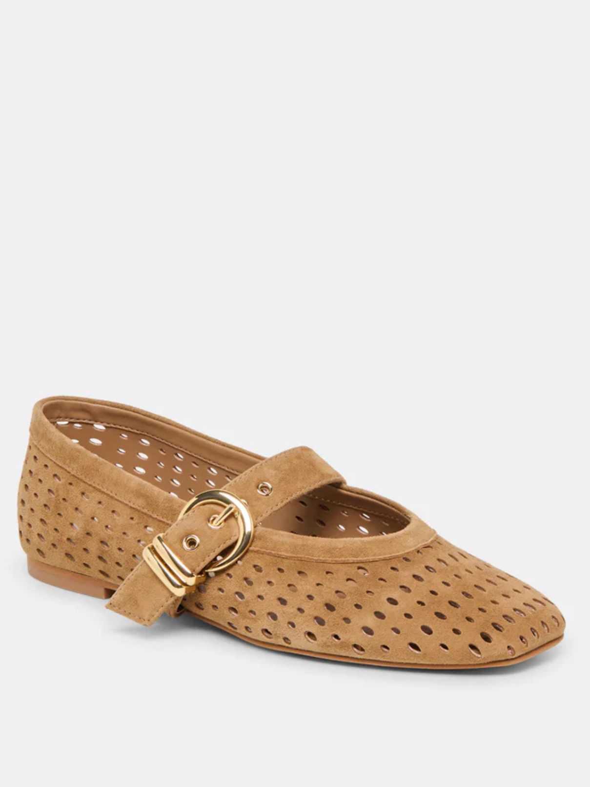 Dolce Vita Mikel Flat in Lt Brown Perforated Suede