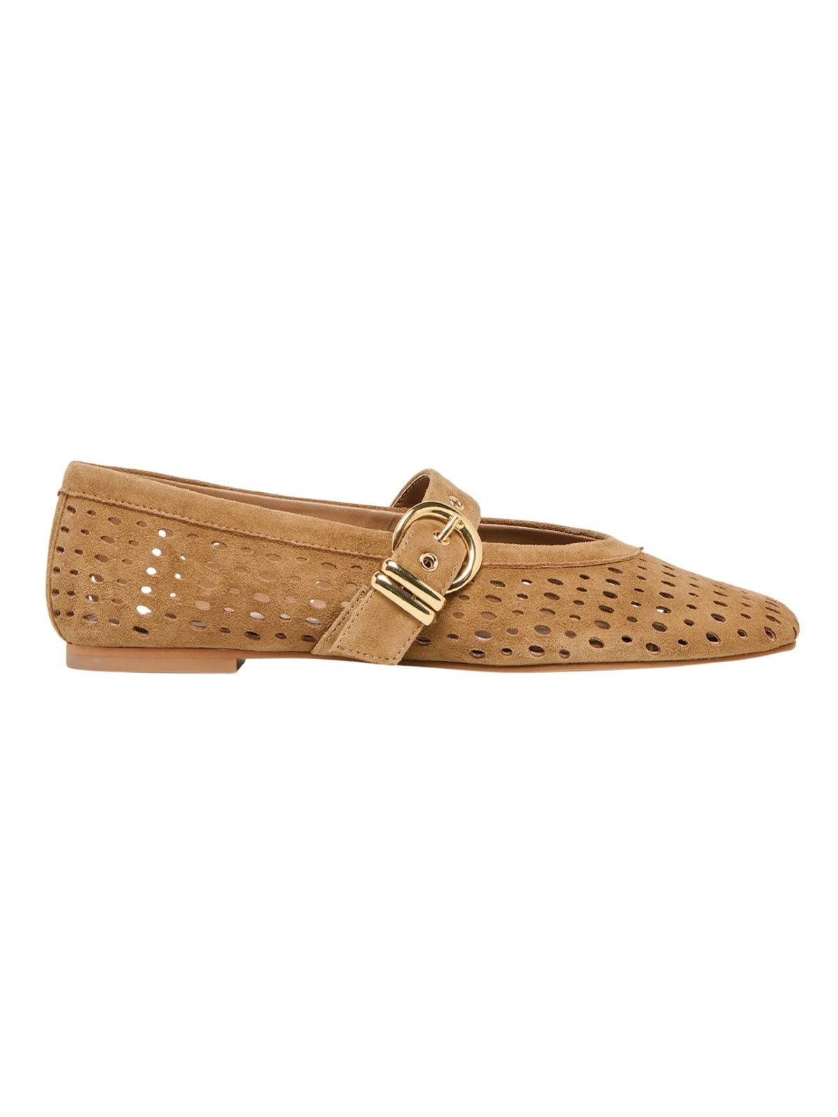 Dolce Vita Mikel Perforated Suede Ballet Flats in Light Brown