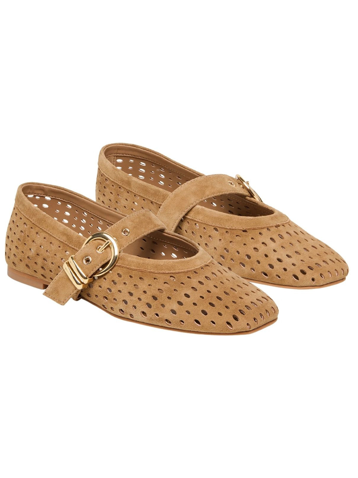 Dolce Vita Mikel Perforated Suede Ballet Flats in Light Brown
