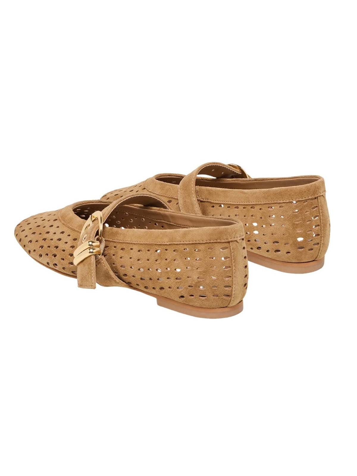 Dolce Vita Mikel Perforated Suede Ballet Flats in Light Brown