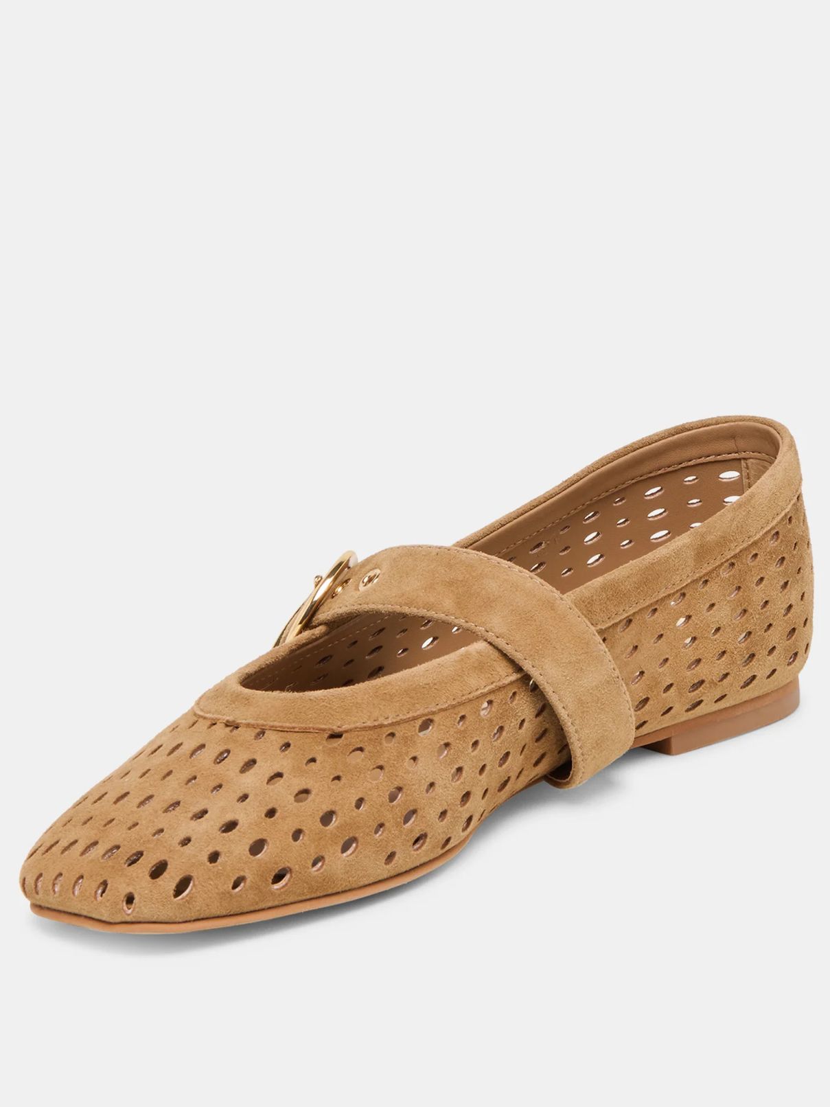 Dolce Vita Mikel Flat in Lt Brown Perforated Suede