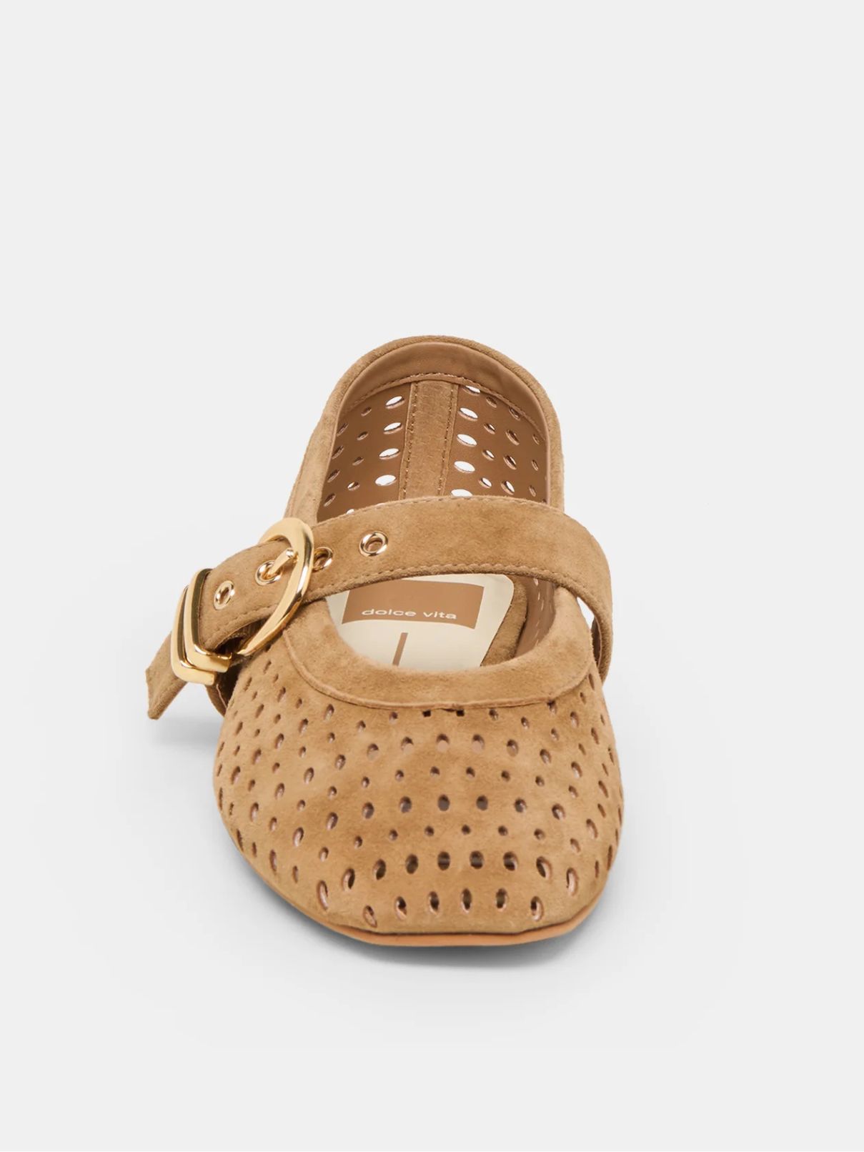 Dolce Vita Mikel Flat in Lt Brown Perforated Suede