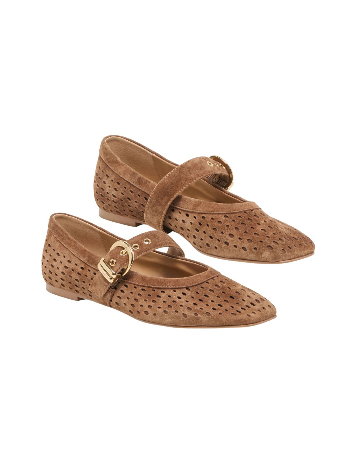Dolce Vita Mikela Perforated Suede Ballet Flats in Cocoa