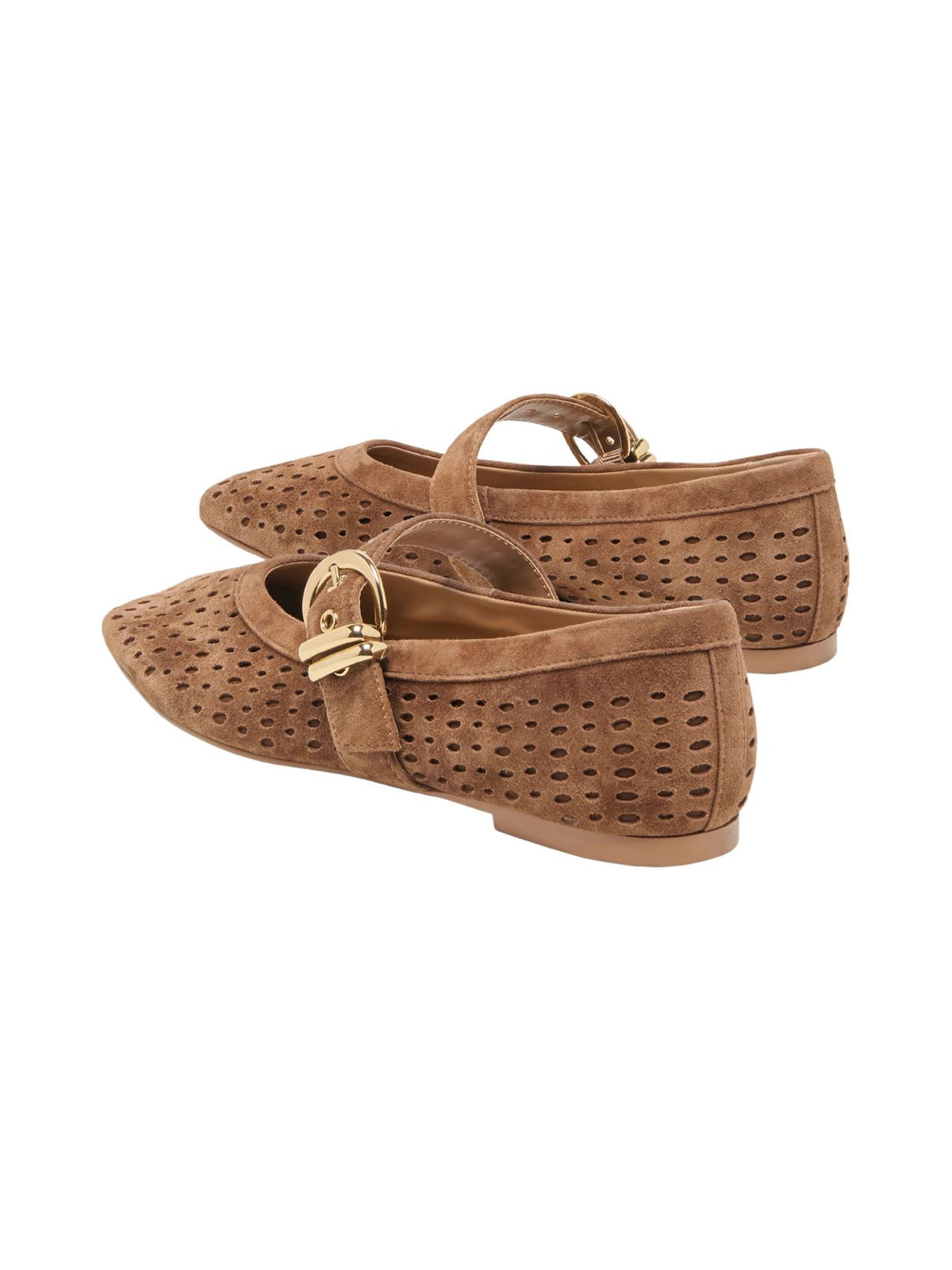 Dolce Vita Mikela Perforated Suede Ballet Flats in Cocoa