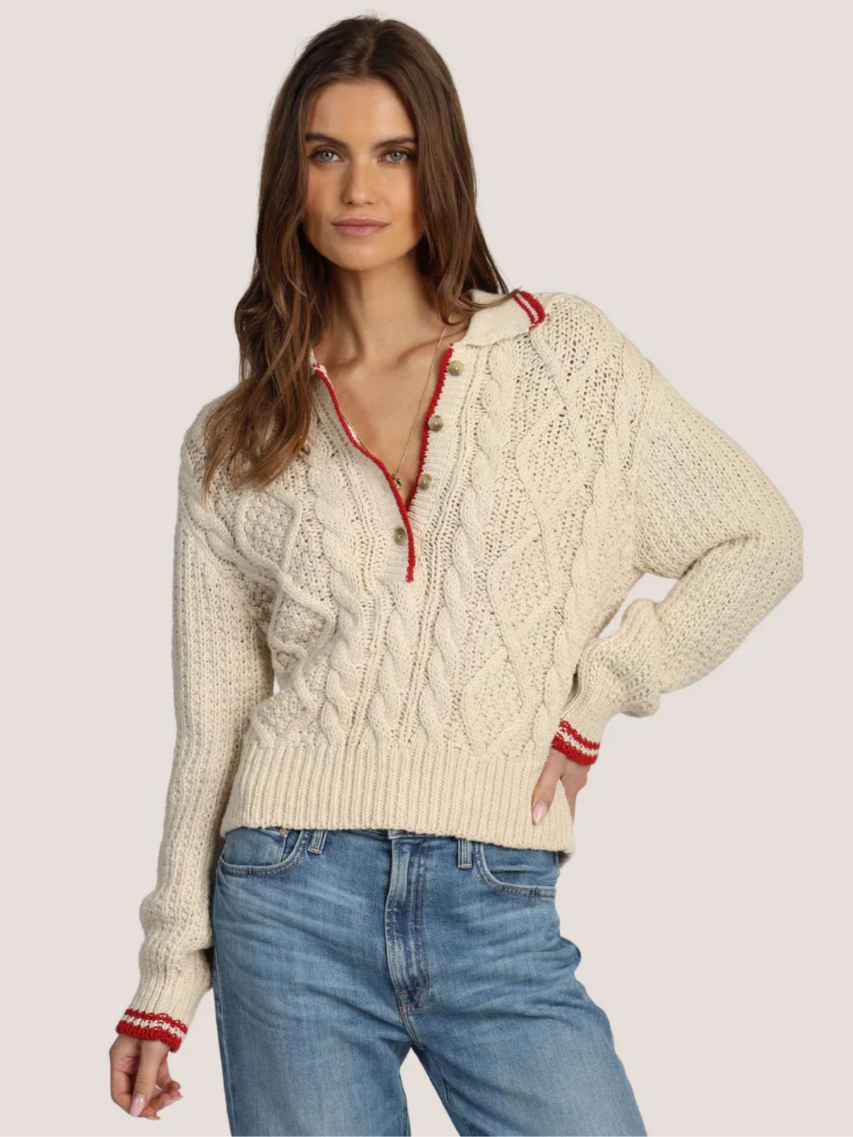 Dylan Charlotte Cable Sweater in Natural