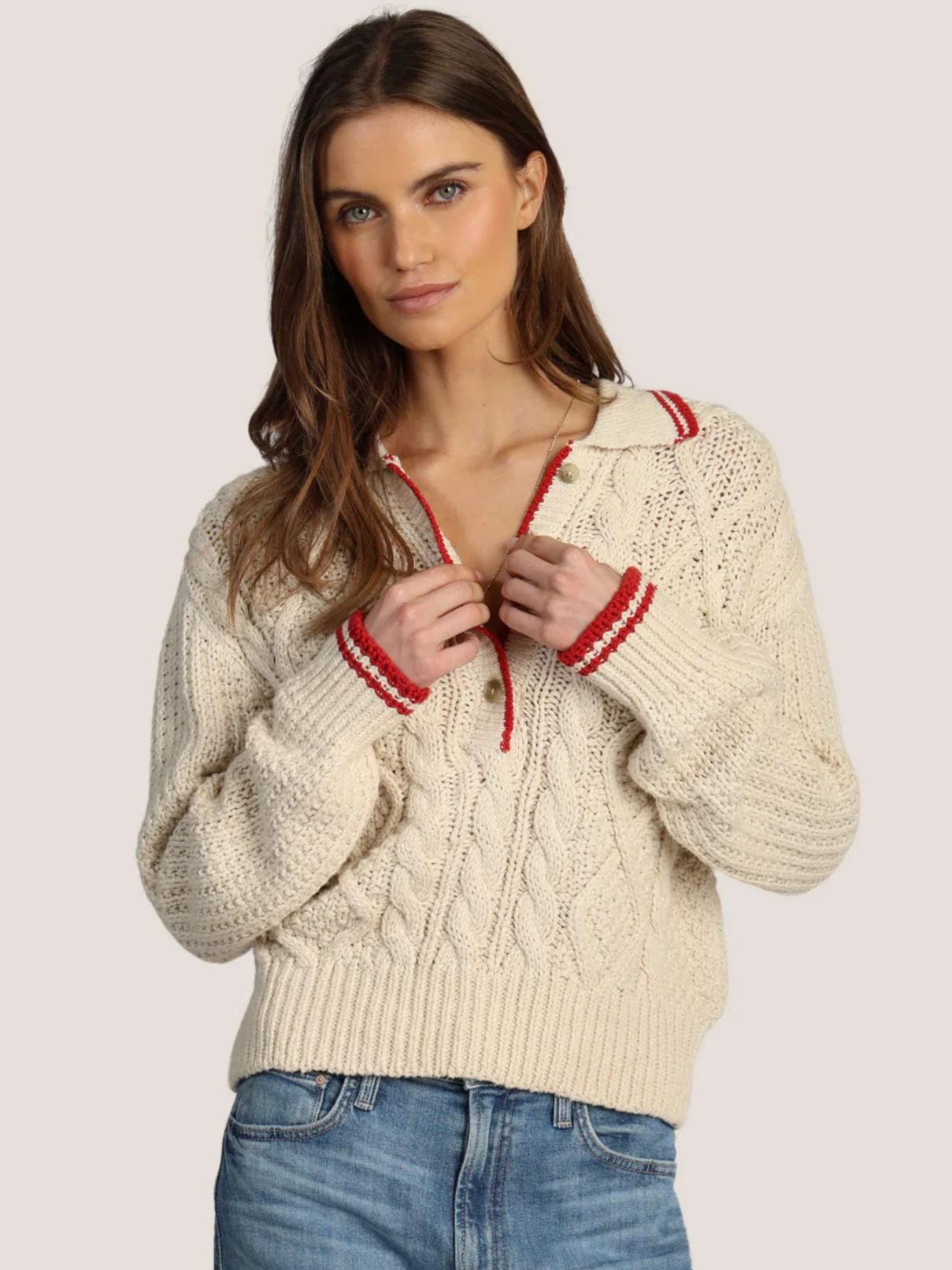 Dylan Charlotte Cable Sweater in Natural