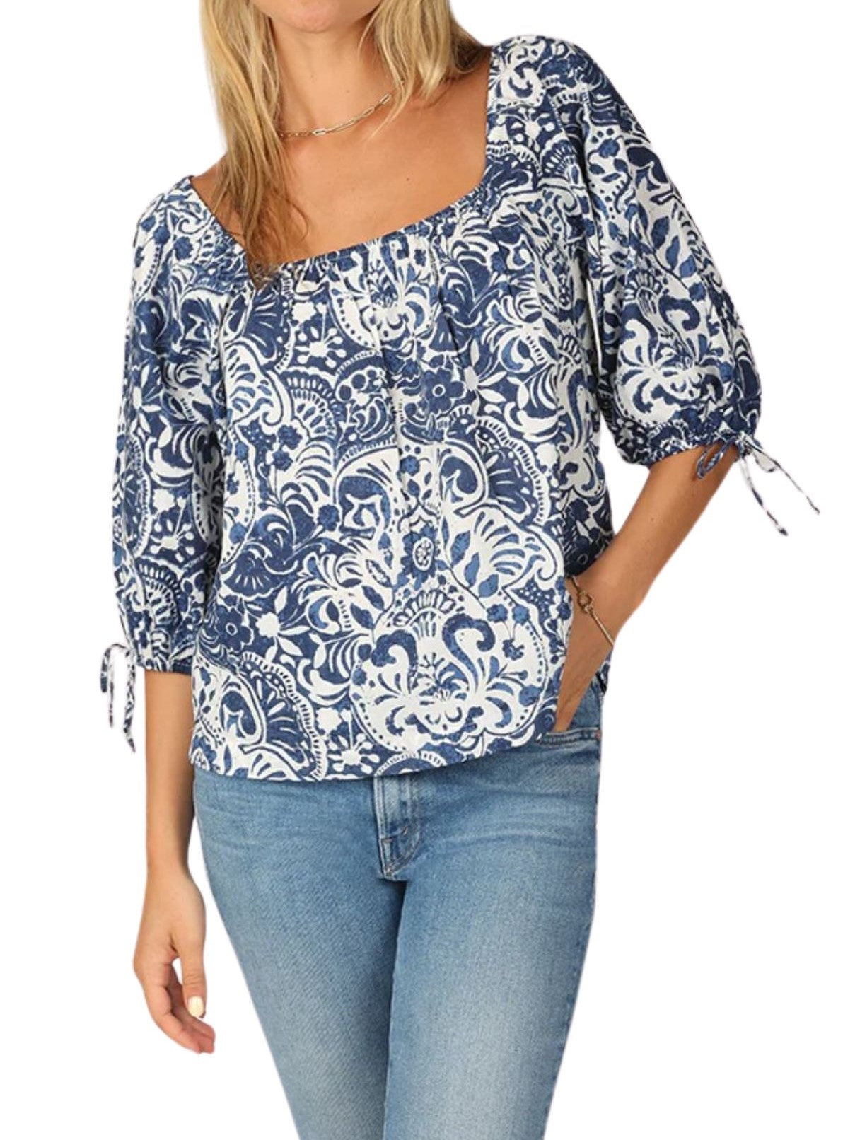 Dylan Emma Blouse in Indigo